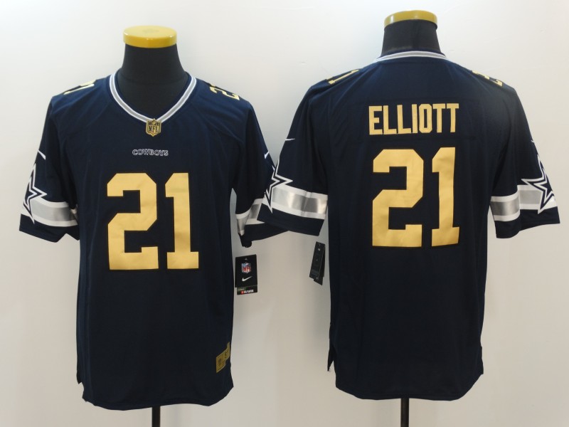 Men's Dallas Cowboys Ezekiel Elliott #21 Navy Jersey